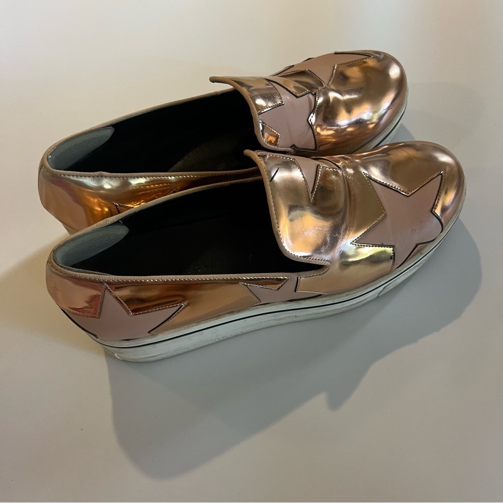 Stella McCartney Metallic Rose Gold Binx Star Platform Slip On Sneakers - Picture 2 of 8